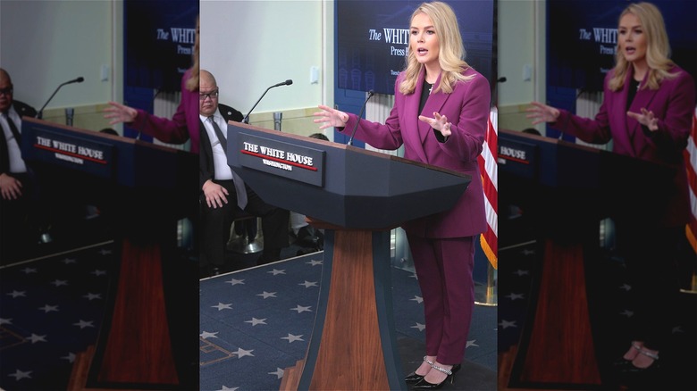 Karoline Leavitt at her first press briefing, January 28, 2025