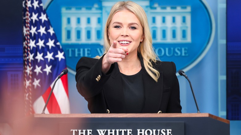 Karoline Leavitt in a February 2025 press briefing