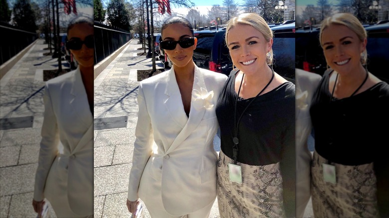 Kim Kardashian and Karoline Leavitt posing