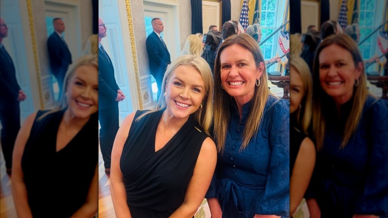White House press secretary Karoline Leavitt and Arkansas Governor Sarah Huckabee Sanders at The White House