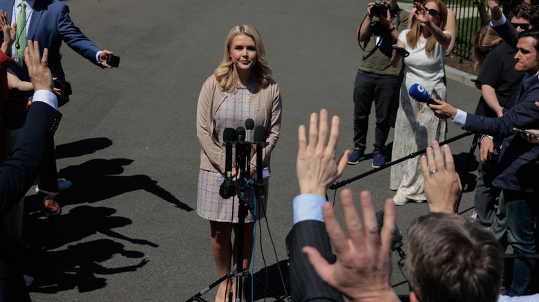 Karoline Leavitt speaks to reporters