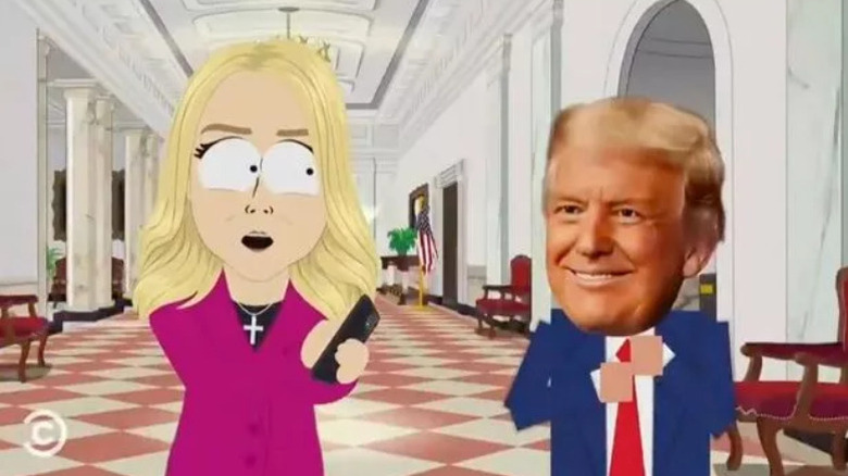 Karoline Leavitt and Donald Trump as depicted by 'South Park'