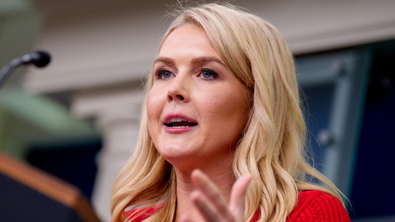 Karoline Leavitt speaking during press briefing