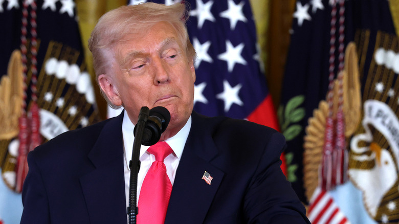 President Donald Trump delivers remarks during the signing ceremony for the "Fostering the Future" executive order in the East Room of the White House on November 13, 2025 in Washington, DC.