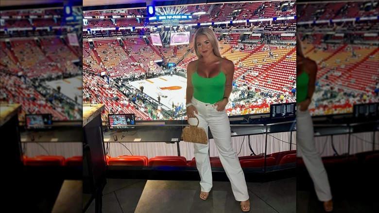 Karoline Leavitt attends a basketball game