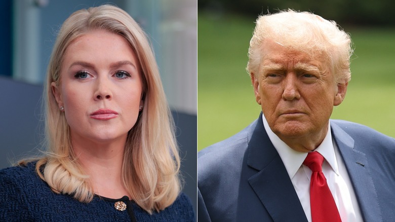 Side-by-side photos of Karoline Leavitt and Donald Trump