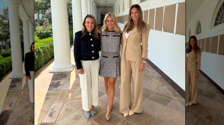 Press Secretary Karoline Leavitt posing with two White House staffers