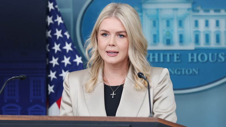 Karoline Leavitt at a press briefing in October 2025
