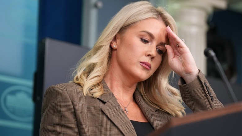 Karoline Leavitt during a daily press briefing in the White House in Washington, DC (2025)