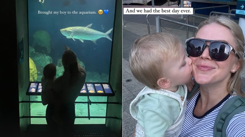 Karoline Leavitt at the aquarium with her son in June 2025
