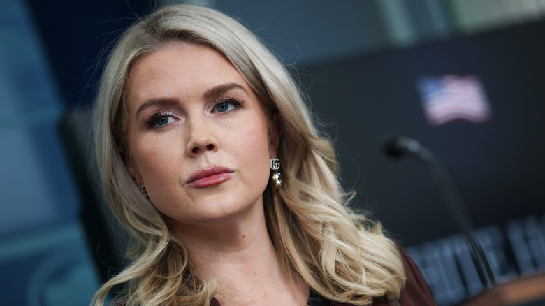 Karoline Leavitt looking thoughtful