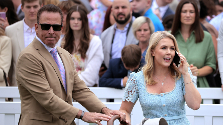 Nicholas Riccio and Karoline Leavitt at the 2025 White House Easter Egg Roll