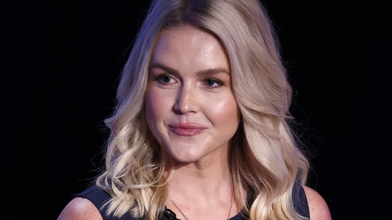 Close-up of Karoline Leavitt with pursed lips