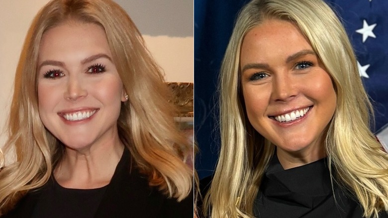 Karoline Leavitt pictured with pale and bronzed skin