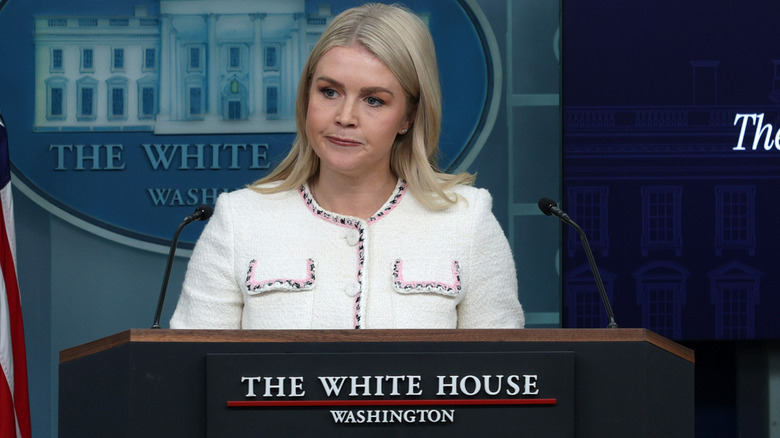 Karoline Leavitt pursing her lips