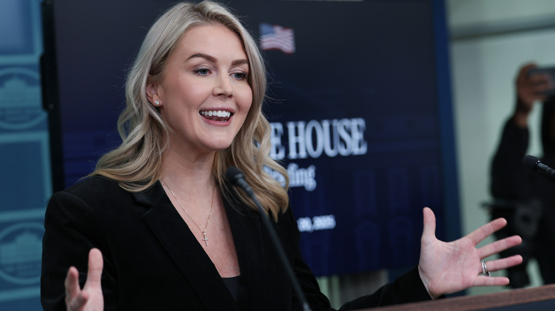 Karoline Leavitt speaking to the press