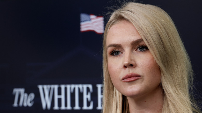 Karoline Leavitt scowling during White House event