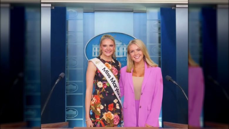 Bridget O'Brien and Karoline Leavitt smiling at the White House