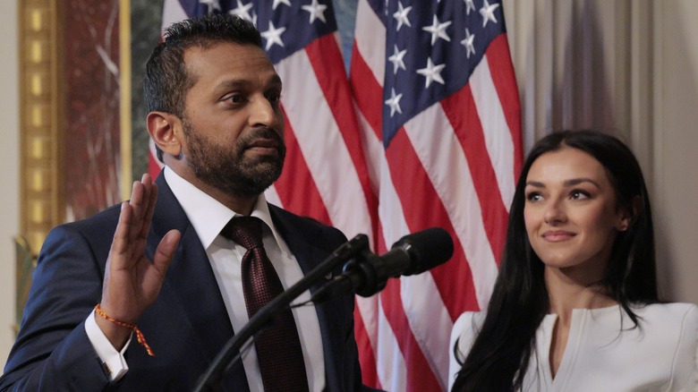 Kash Patel is sworn in as the new FBI Director as Alexis Wilkins watches in Washington, DC (2025)