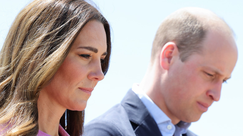 Kate Middleton and Prince William looking sad