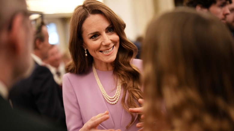 Catherine, Princess of Wales during a reception at Buckingham Palace, on the 100th anniversary of the birth of Queen Elizabeth II on April 21, 2026 in London, England.