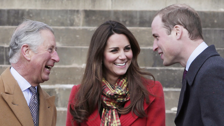 Prince Charles, Kate Middleton and Prince William smile