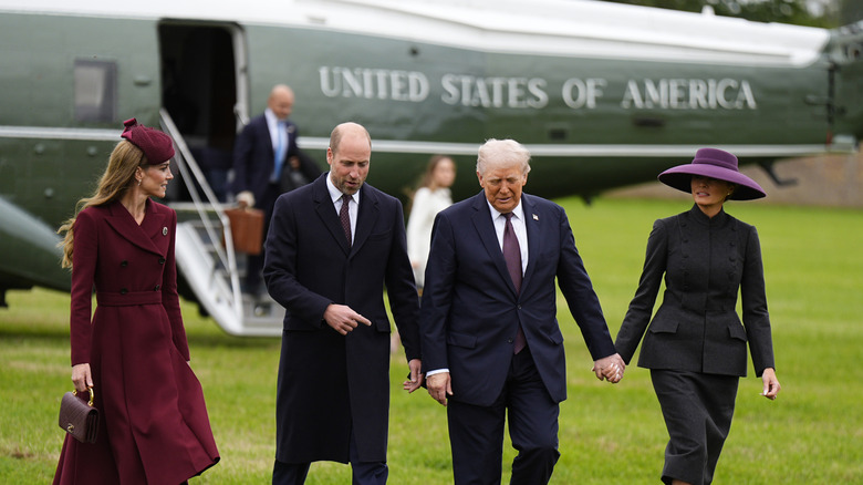 Kate Middleton and Prince William walk next to Donald and Melania Trump