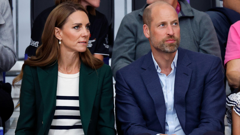 Princess Catherine and Prince William looking serious