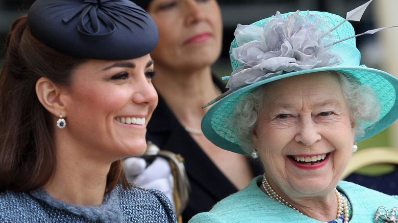 Kate Middleton and Queen Elizabeth smiling together