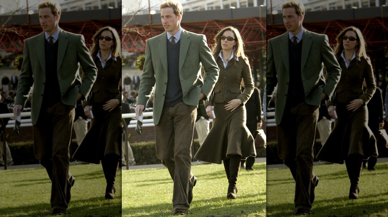 Prince William and Kate Middleton in 2007 dressed in matching tweed