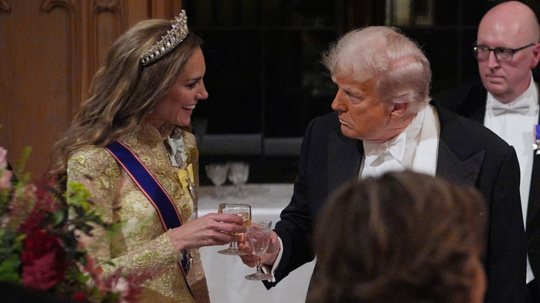 Kate Middleton smiling at Donald Trump