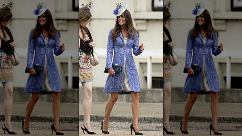 Princess Catherine wearing a periwinkle coat.