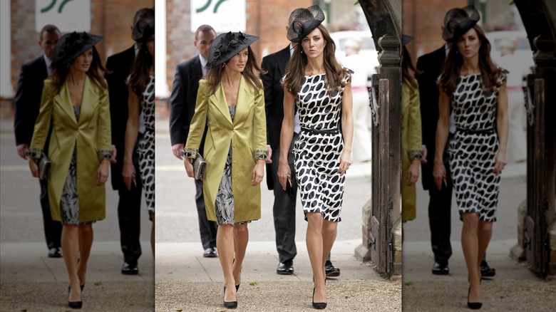 Princess Catherine walking beside Pippa Middleton.