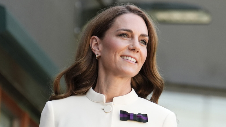 Catherine, Princess of Wales, smiling at Wimbledon 2025