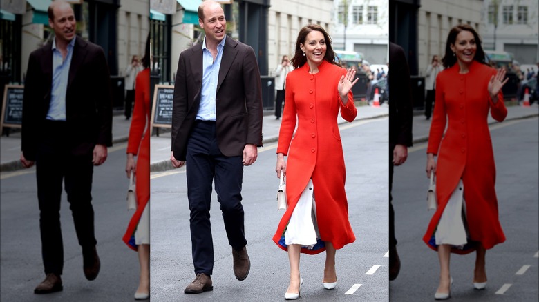 prince william and kate middleton walking and smiling