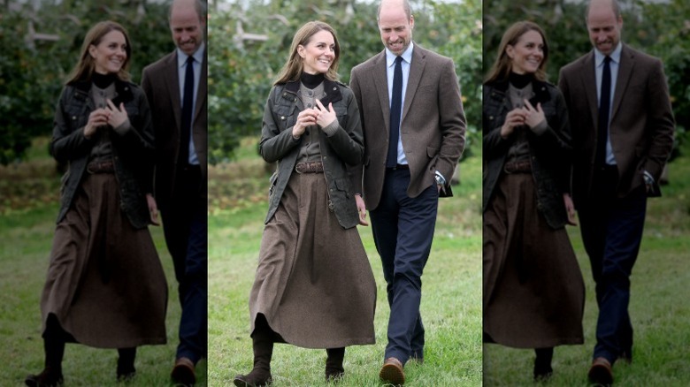 Kate Middleton and Prince William walking outside