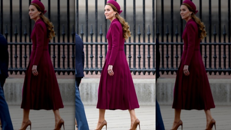 Kate Middleton wearing a purple dress