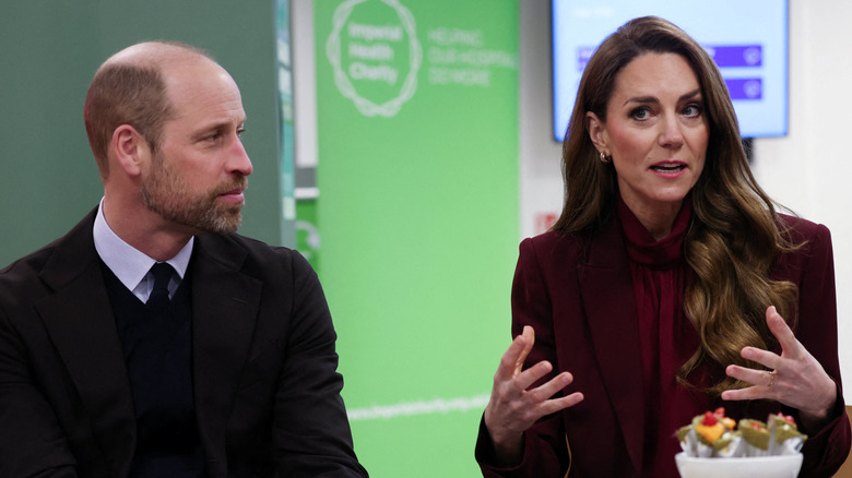 Prince William watching Kate Middleton speaking