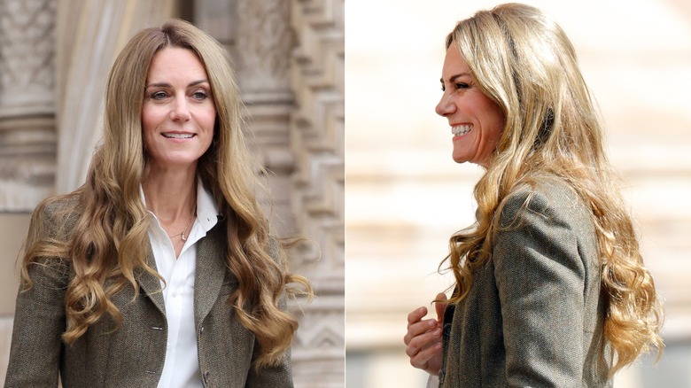 Split image of Kate Middleton with blond hair