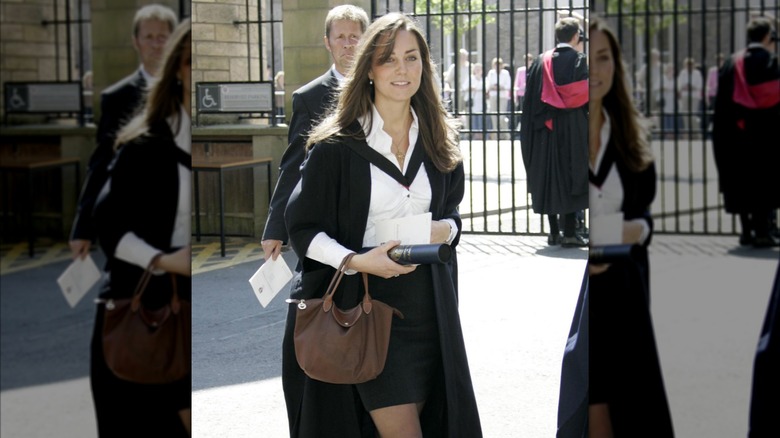 Kate Middleton holding a Longchamp bag at her graduation