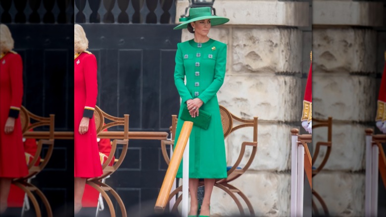 Kate Middleton in a turquoise outfit at Trooping the Color 2023