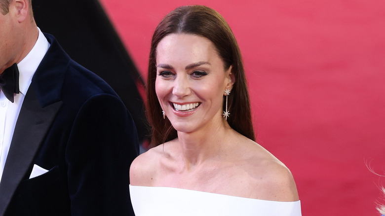 Kate Middleton in a black and white gown at the premiere of "Top Gun: Maverick"