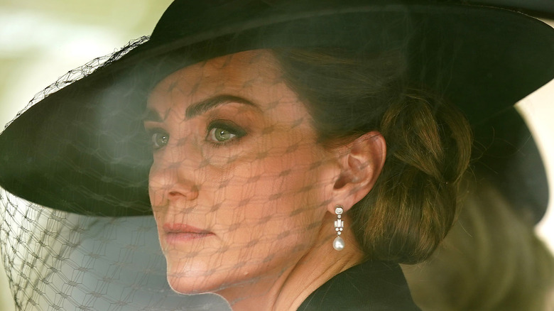 Kate Middleton in the car going to Queen Elizabeth's funeral
