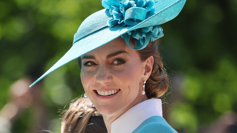 Kate Middleton smiling at Trooping the Colour 2025 parade