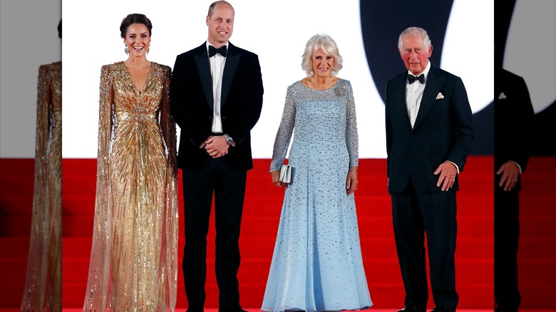 Princess Catherine, Prince William, Queen Camilla, and King Charles III and the Bond premiere