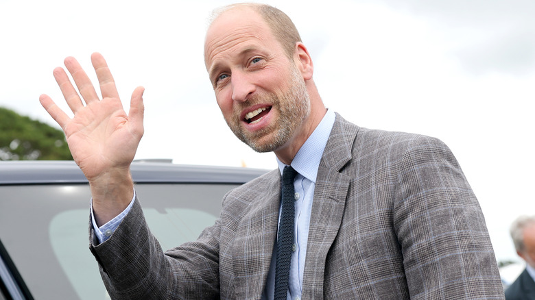 Prince William waving while leaving the Royal Cornwall Show in June 2025