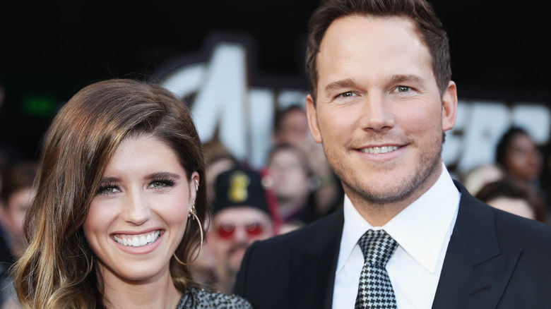 Katherine Schwarzenegger and Chris Pratt smiling