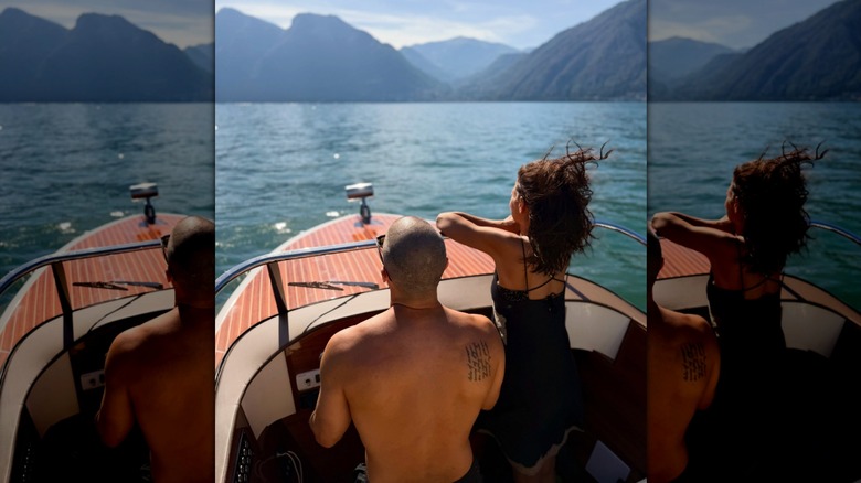 Jason Bard Yarmosky and Katie Holmes on a boat in Italy