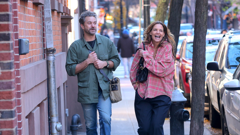 Katie Holmes and Joshua Jackson on the set of "Happy Hours" in New York