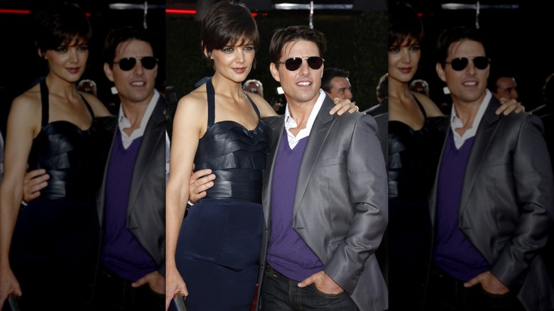 Katie Holmes and Tom Cruise at the premiere of "Tropic Thunder" in 2008.